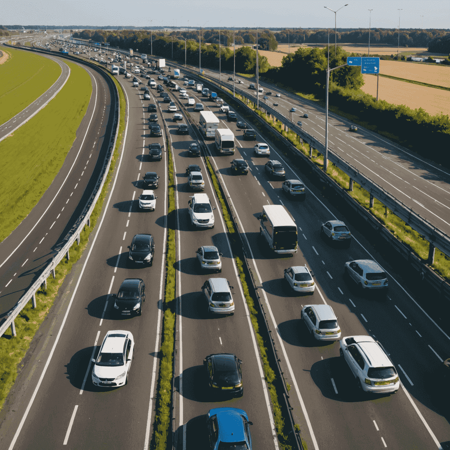 Een drukke Nederlandse snelweg met verschillende verkeersborden die nieuwe regels aangeven