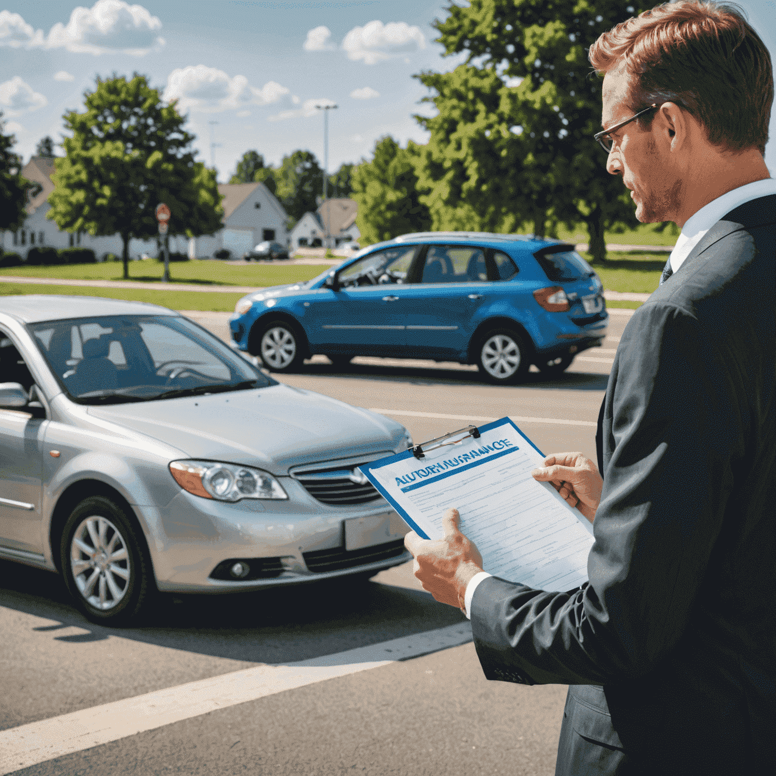 Een expert die een autoverzekeringspolis bestudeert